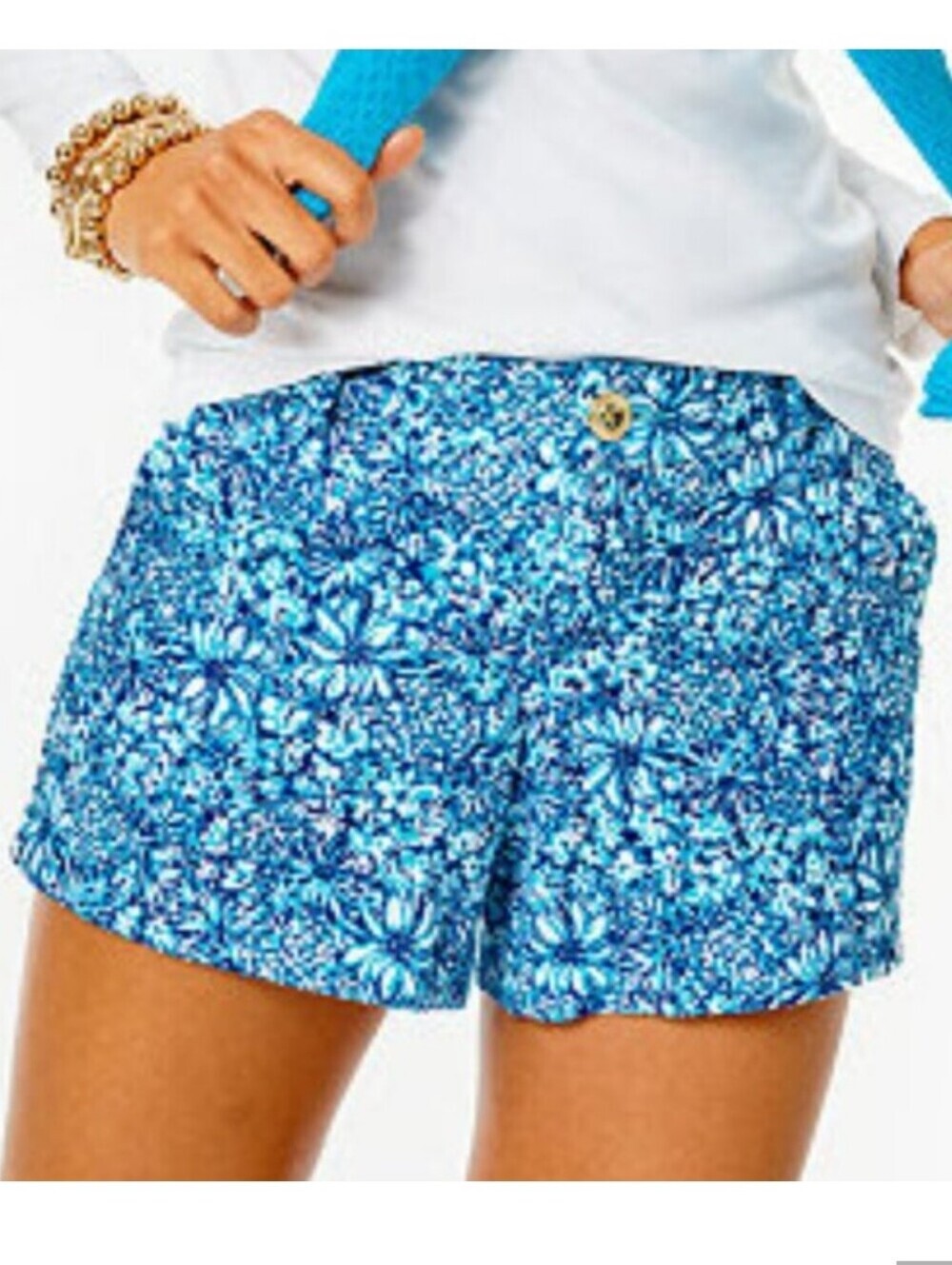 NEW Lilly Pulitzer Blue Floral Women's Cotton Callahan Knit Shorts Size 2